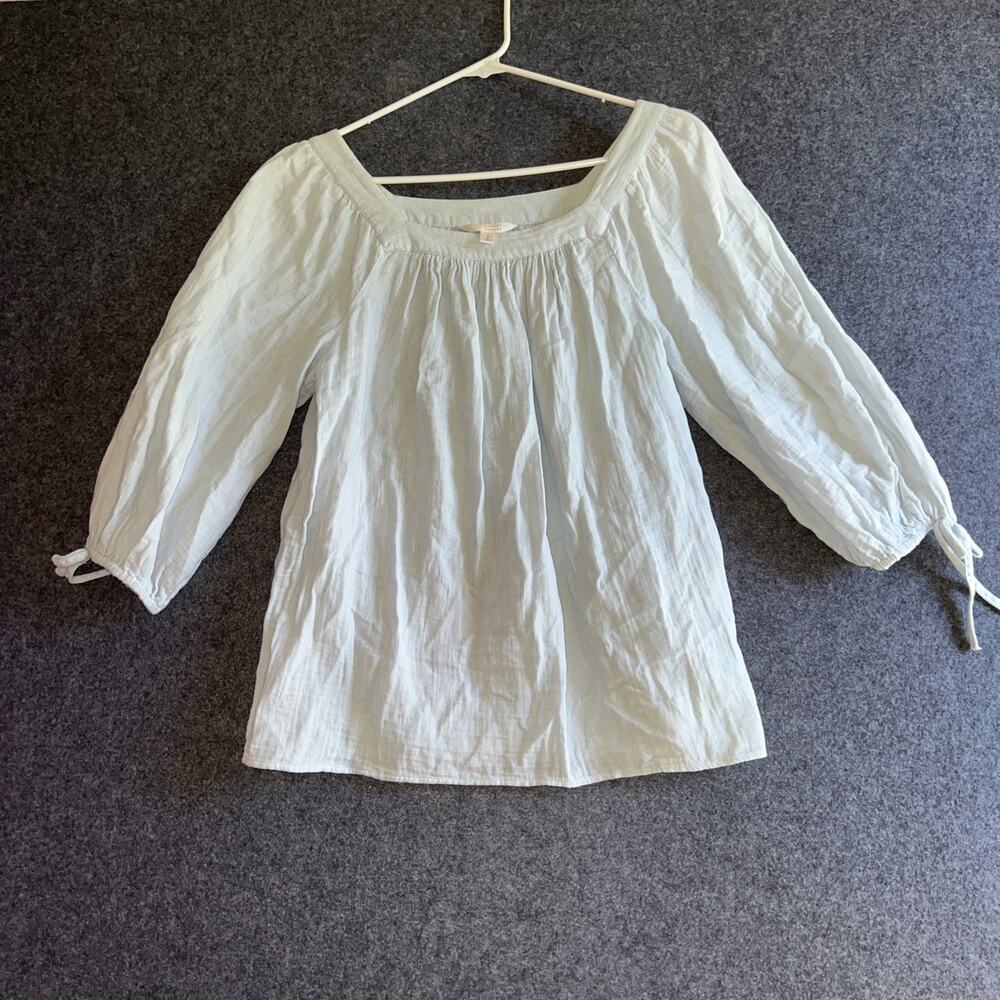 LC Lauren Conrad Women's 100% Cotton Flowy Puff-Sleeve Top Size S